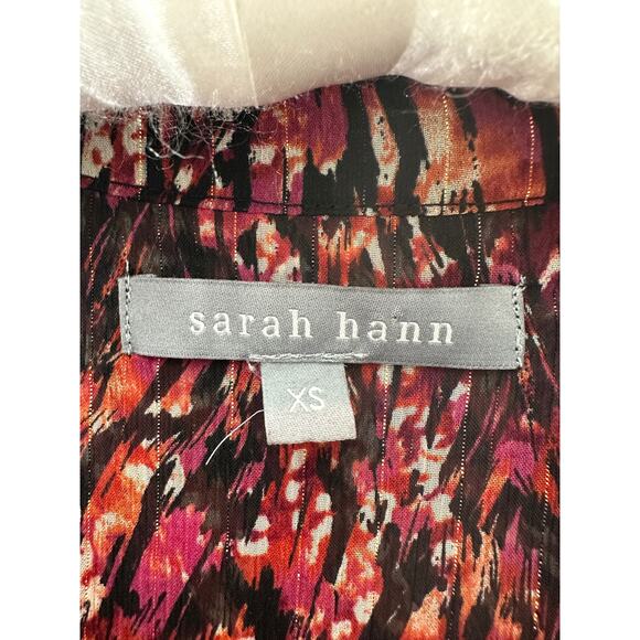 ANTHROPOLOGIE | Sarah Hann Feather Print Semi Sheer Metallic Peasant Blouse | XS - Picture 6 of 8